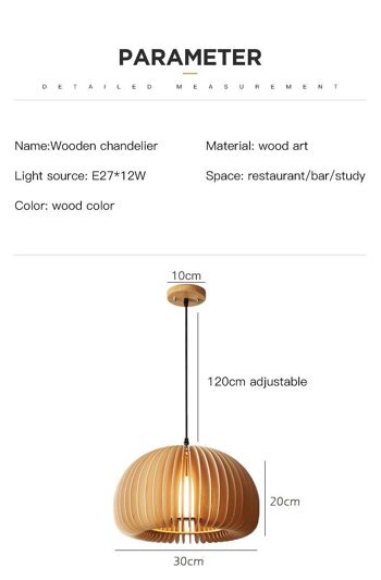 Plafonnier Art Nordique en bois │ Lampe suspendue moderne de style rétro 11