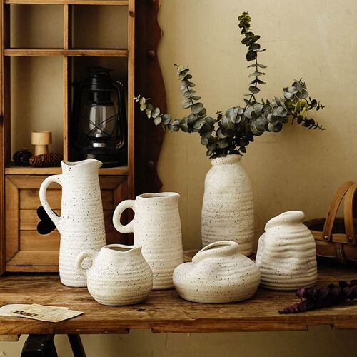 Blumenvase aus Keramik im nordischen Minimalismus-Stil │ Moderner Pflanzenhalter für Zuhause