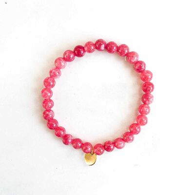 Pulsera elástica de piedras fucsia