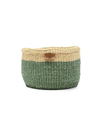 HAZINA : Panier tissé en blocs de couleurs duo vert et jaune 2