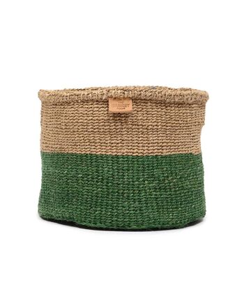 UMA : Panier tissé en blocs de couleurs duo vert et marron 3