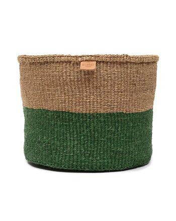 UMA : Panier tissé en blocs de couleurs duo vert et marron 4