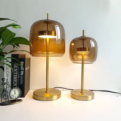 Lámparas de mesa de vidrio transparente nórdico │ Lámpara LED moderna para sala de estar, decoración de dormitorio, iluminación de escritorio