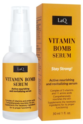 LaQ Vitamin Bomb Serum - Sérum visage contre les peaux ternes et fatiguées - avec vitamines B3, B5, B6, C et E // 30ML 1