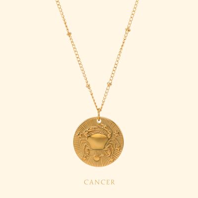 Cancer Zodiac Necklace Gold