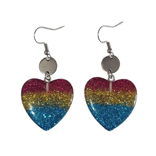 Glitter Rainbow Heart Earrings