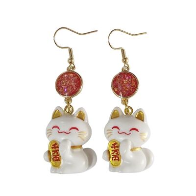 Boucles d'oreilles Lucky Neko dorées