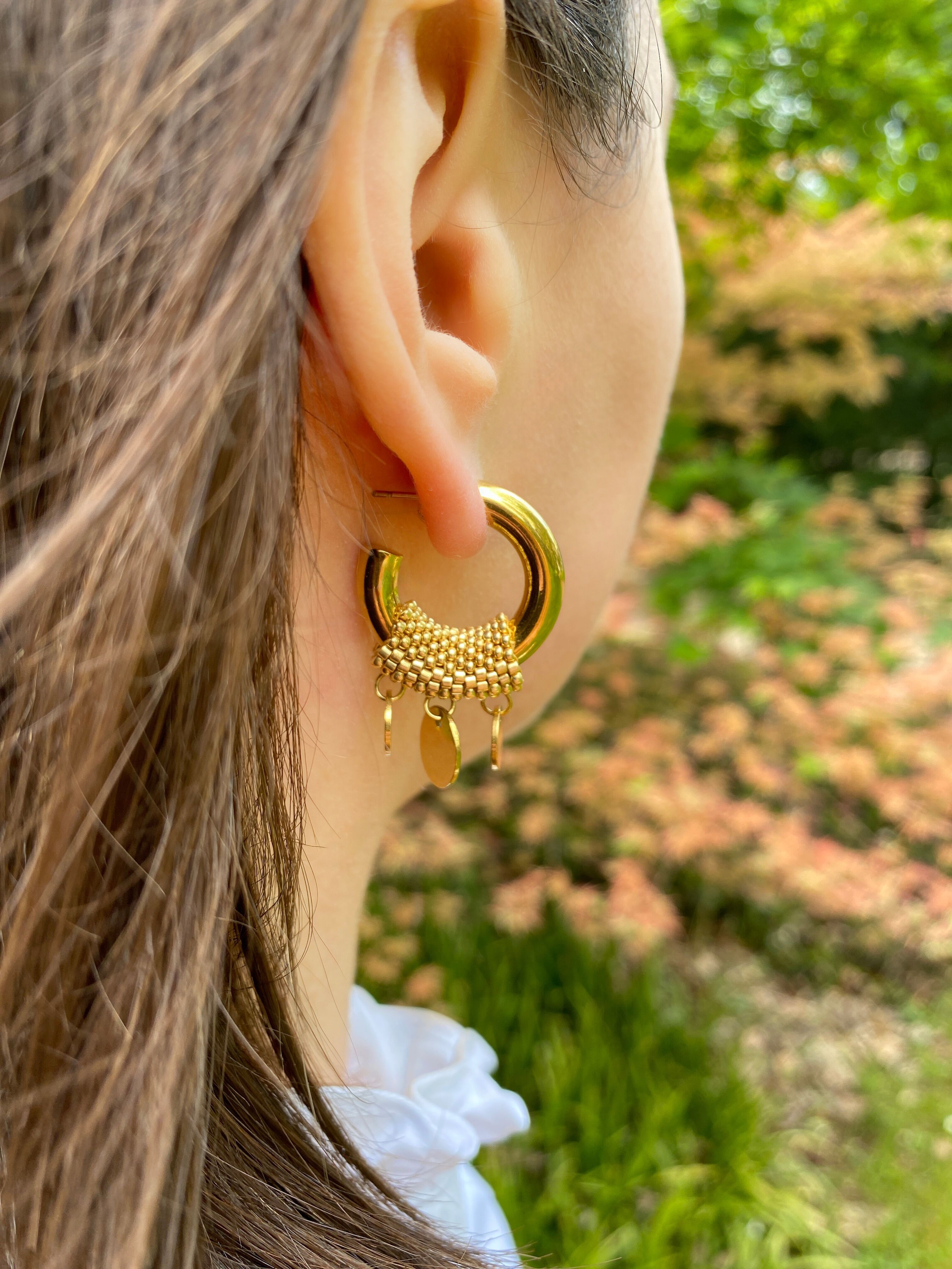 Hiral earrings in stainless steel and Japanese pearls