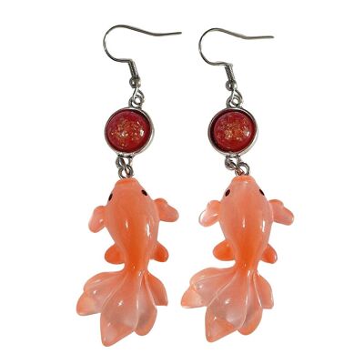 Boucles d'oreilles poisson rouge soleil levant