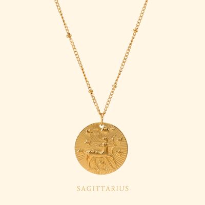 Zodiac necklace sign Sagitarius Gold