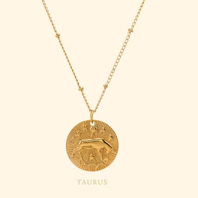 Zodiac necklace sign Taurus Gold