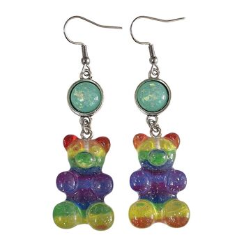 Boucles d’oreilles ours gommeux arc-en-ciel 3