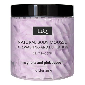 LaQ Mousse Lavante et Épilatoire Magnolia & Poivre Rose - Naturelle et Vegan // 100g