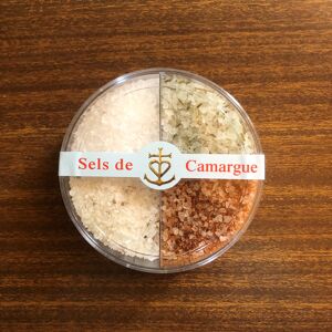 BOITE 4 GROS SELS de CAMARGUE
PARFUM: HERBES DE PROVENCE, DEUX PIMENTS DOUX ET FORTS, POIVRE CONCASSE, NATURE