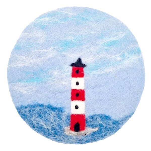 Felt trivet, lighthouse, 18 cm, round