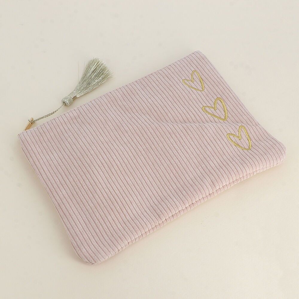 Astuccio - 3 cuori - velluto a coste - 100% poliestere - 20X14CM