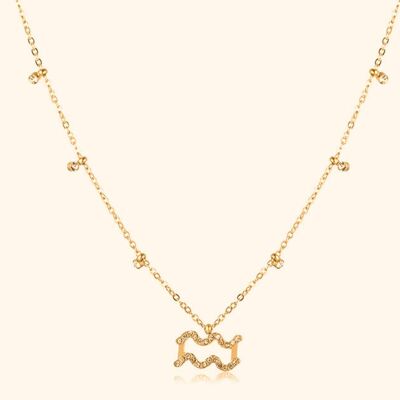 Zodiac necklace sign Aquarius Gold