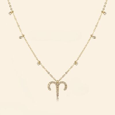 Delicate Zodiac Necklace Sign Aries Gold