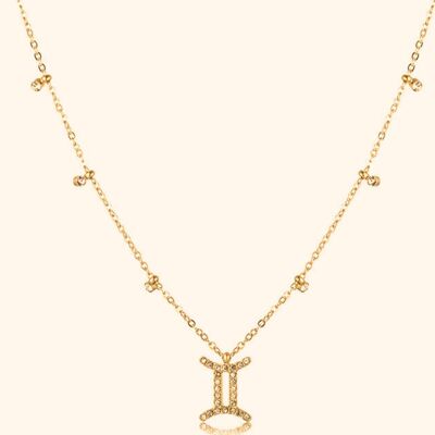 Delicate Zodiac Necklace sign Gemini Gold