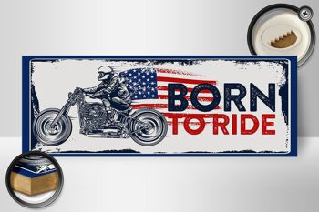 Panneau en bois disant Biker Born to Ride USA 27x10cm Moto 2