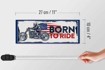 Panneau en bois disant Biker Born to Ride USA 27x10cm Moto 4