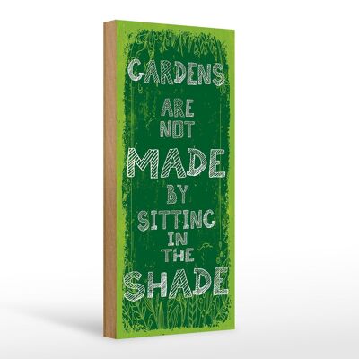 Cartel de madera que dice Nota de jardines hecha con sombra sentada 10x27cm