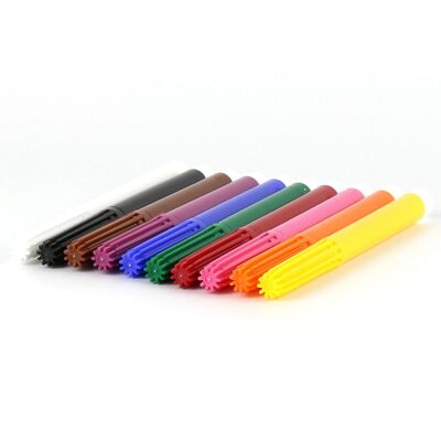 Penna in fibra 9+1, incl. Penna per gomma - 9 colori