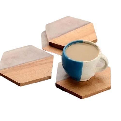 Wood and Resin Coasters Set of 4