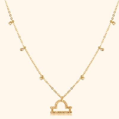 Delicate Zodiac Necklace sign Libra Gold