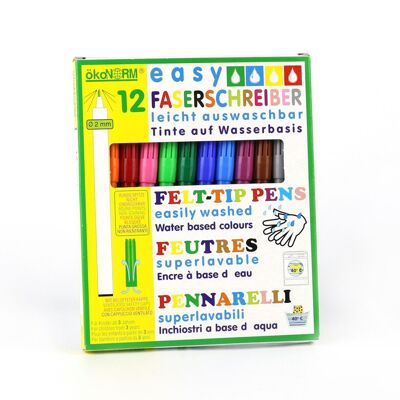 stylo fibre easy, 2 mm, facilement lavable - 12 couleurs