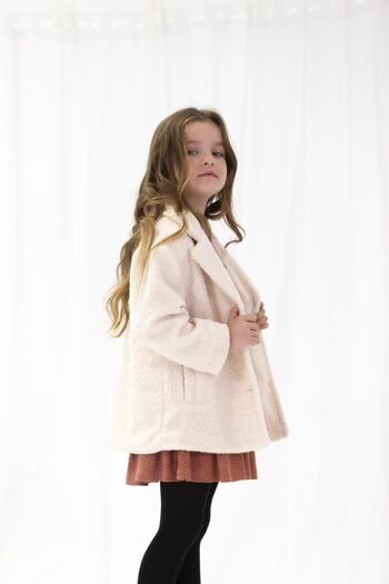 Manteau en peau lainée écru fille Réf : 77204 1