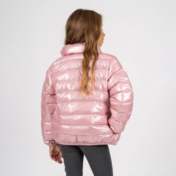 Manteau fille rose métallisé Réf : 77661 2