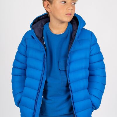 Cappotto blu da ragazzo con cappuccio Rif: 77801