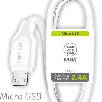 Câble BSK USB-A vers MICRO-USB 1m 2,4A blanc