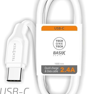 BSK USB-A-auf-USB-C-Kabel, 1 m, 2,4 A, Weiß