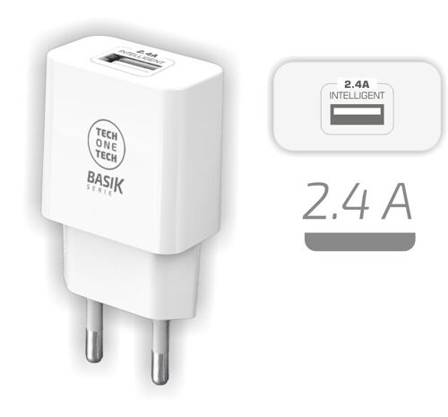 Cargador BSK 2,4A blanco (USB-A)