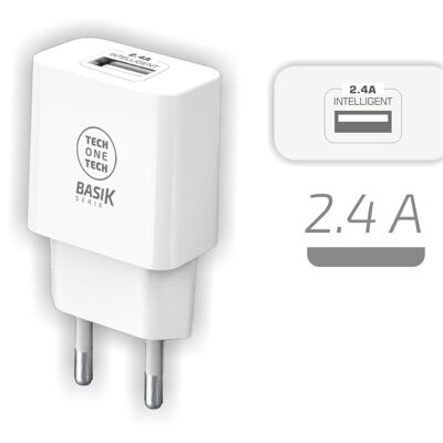 Cargador BSK 2,4A blanco (USB-A)