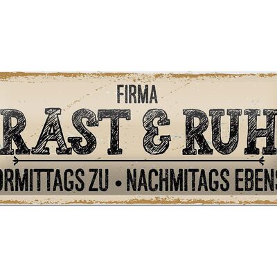Cartel de chapa con texto "Mañanas de la empresa Rast & Ruh", 27x10 cm, para decoración