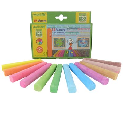Macre 12 crayones, 12 colores, estuche de cartón