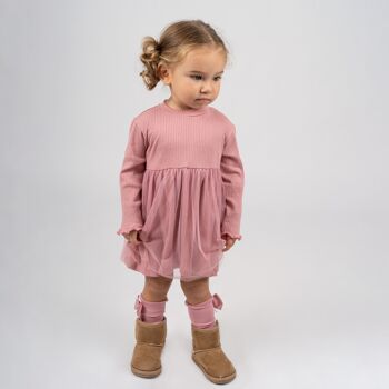 Robe bébé côtelée rose Réf : 77560 1