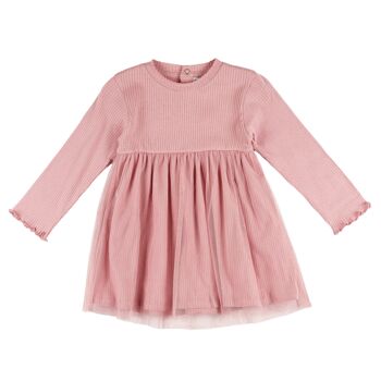 Robe bébé côtelée rose Réf : 77560 4