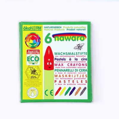 Crayon de cire Nawaro, étui carton - 6 couleurs