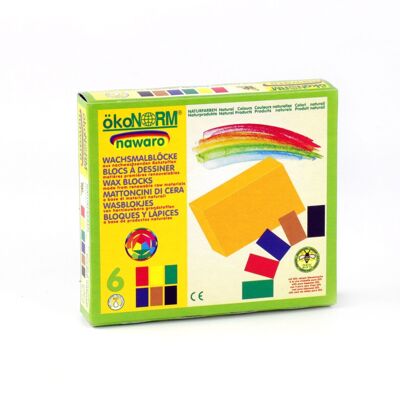 Crayones de cera nawaro, estuche de cartón - 6 colores