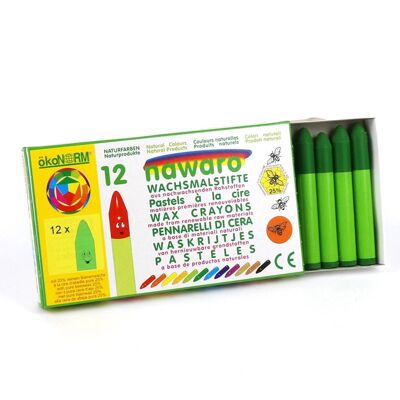 Crayons de cire Nawaro, étui carton, 12 pièces - jaune-vert