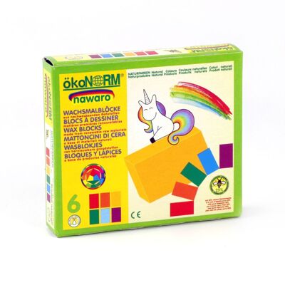 Pastelli a cera nawaro, "Unicorn Norman", custodia in cartone - 6 colori