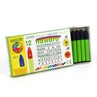 Crayons de cire Nawaro, étui carton, 12 pièces - bleu outremer