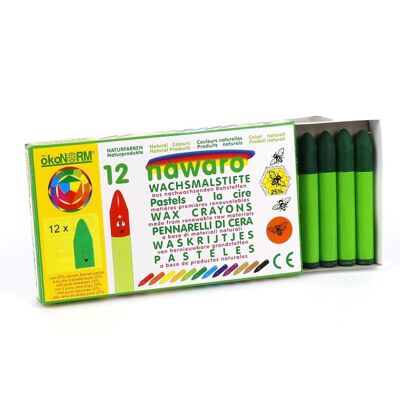 Crayones de cera Nawaro, estuche de cartón, 12 piezas - verde oscuro