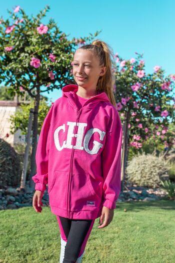 Sweat ouvert fille fuchsia CHG 1