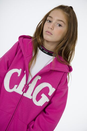 Sweat ouvert fille fuchsia CHG Réf : 83055 3