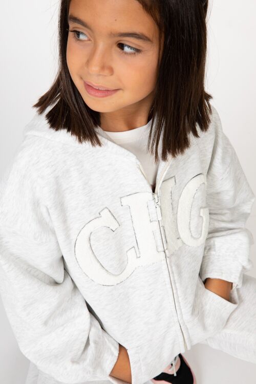 CHG girl's gray open sweatshirt Ref: 83055